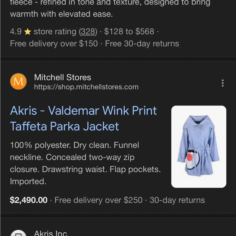 Akris-Valdemar Wink Print Taffeta Parka Jacket Periwinkle Blue Multi Size 12 - Picture 9 of 9